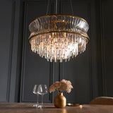 Wychford Warm Concave 9 Light Pendant - Brushed Brass Clear