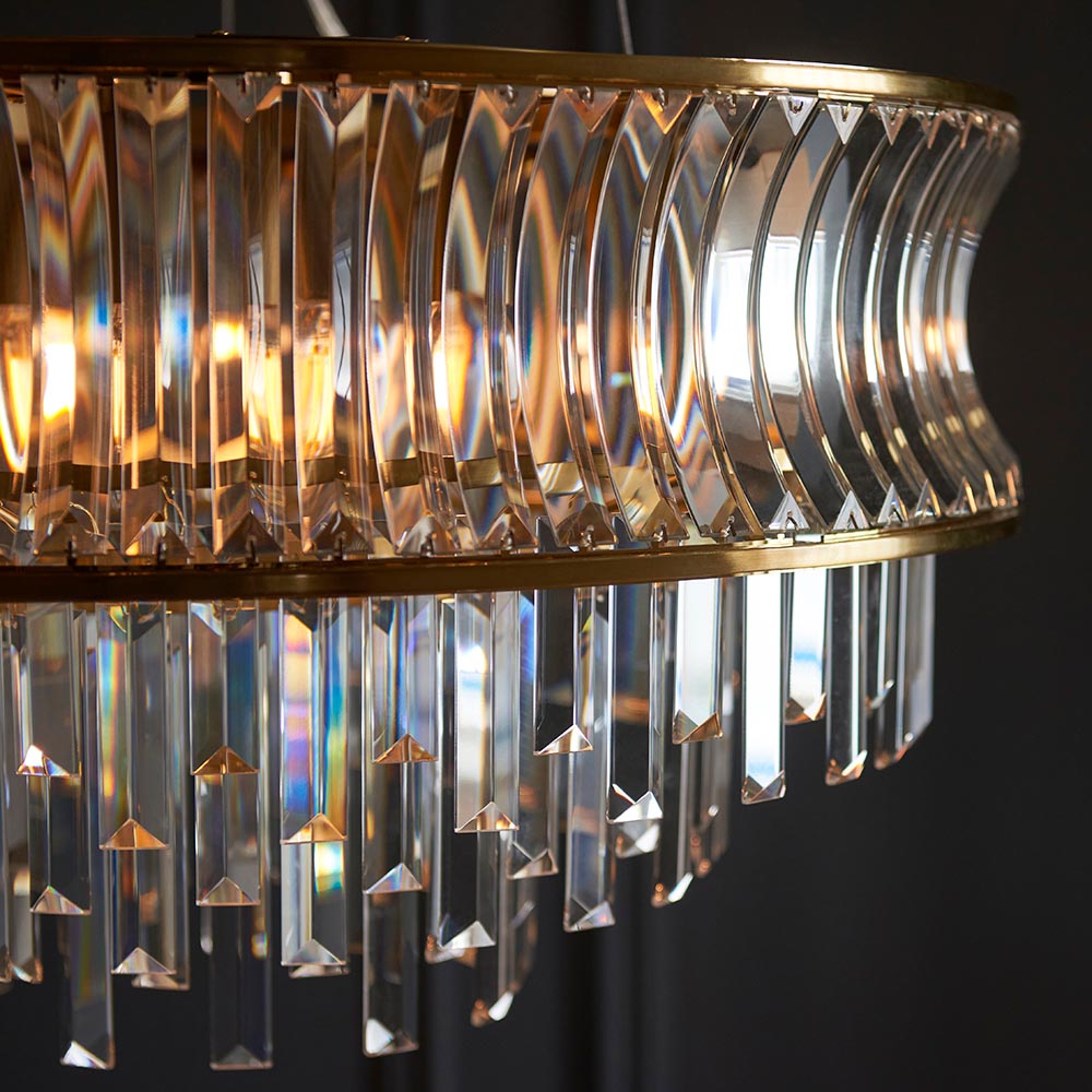 Wychford Warm Concave 9 Light Pendant - Brushed Brass Clear