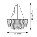 Wychford Warm Concave 9 Light Pendant - Brushed Brass Clear