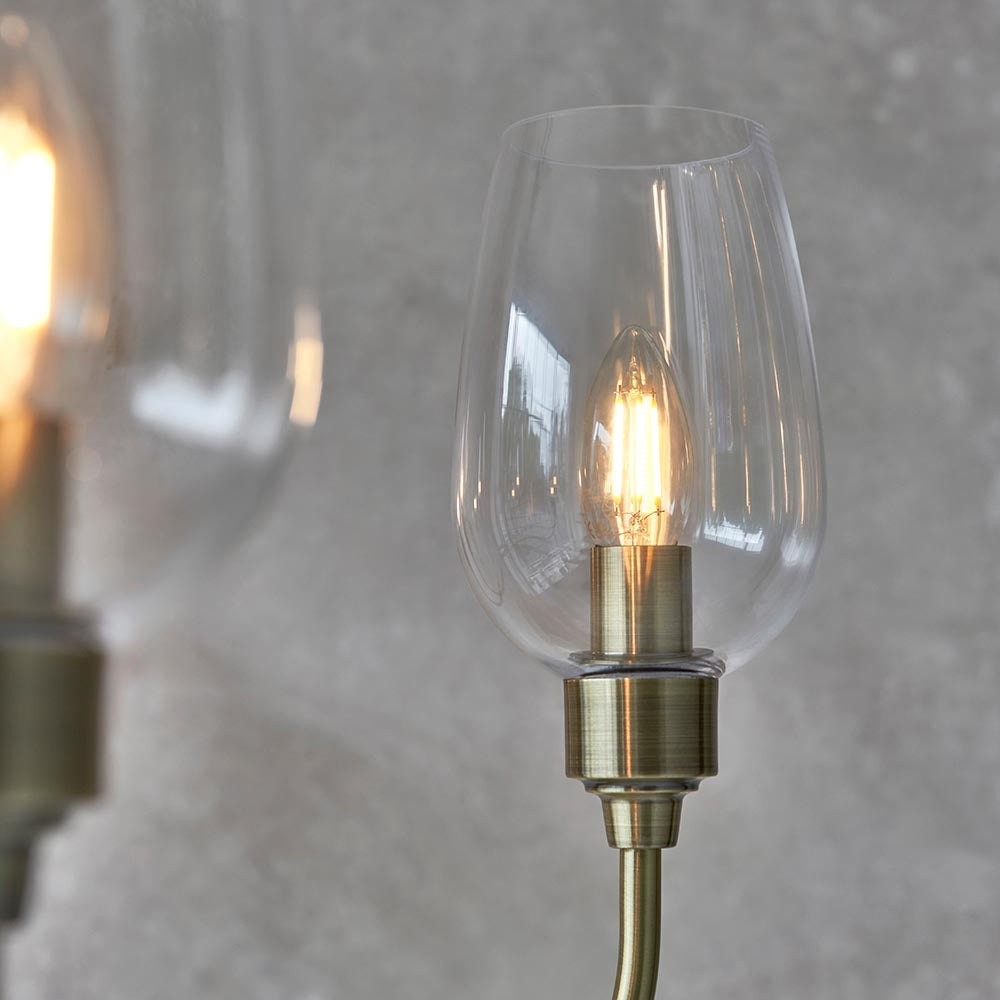 Wraymoor 6 Light Pendant - Antique Brass Clear