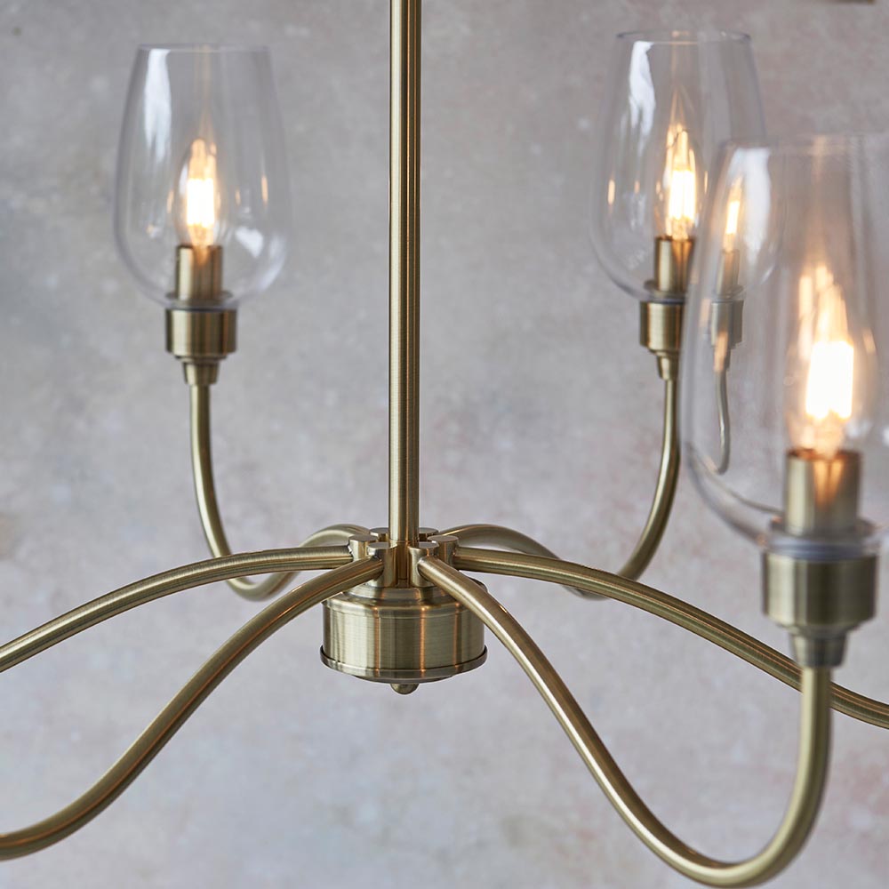 Wraymoor 6 Light Pendant - Antique Brass Clear