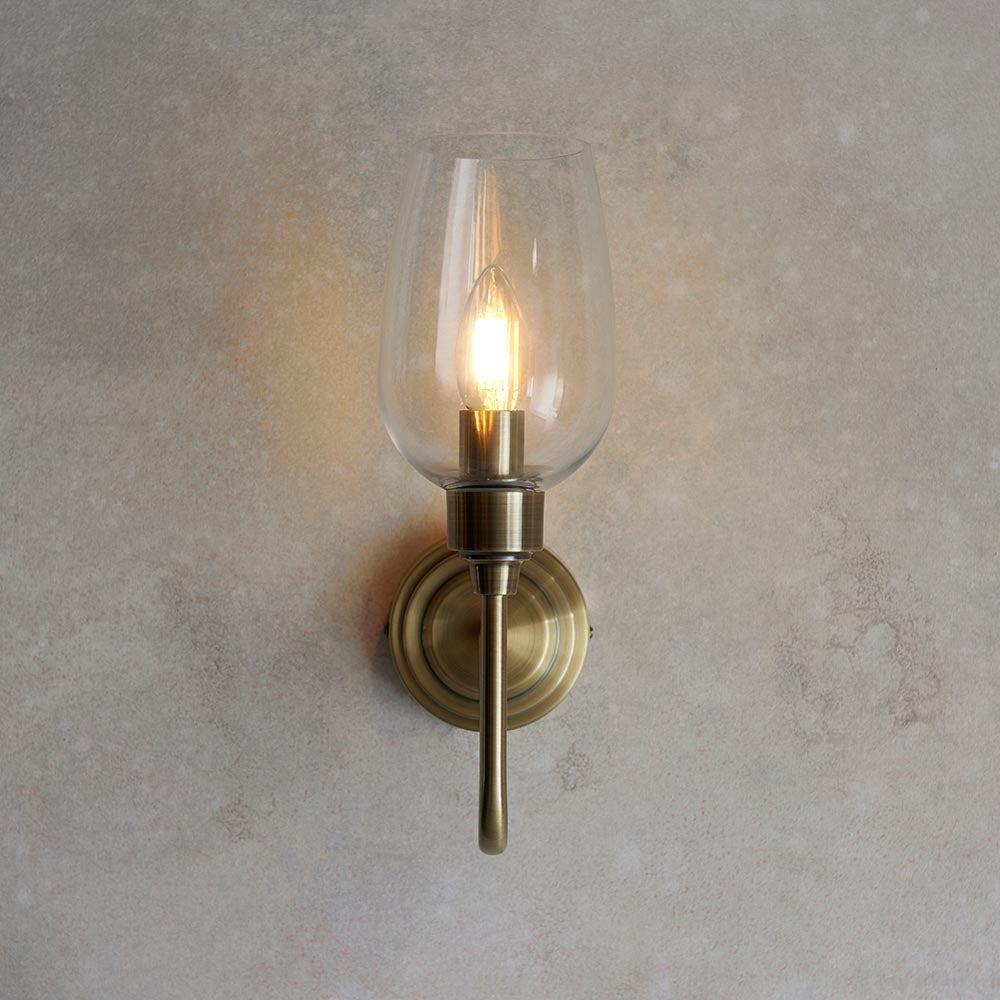 Wraymoor Wall Light - Antique Brass Clear