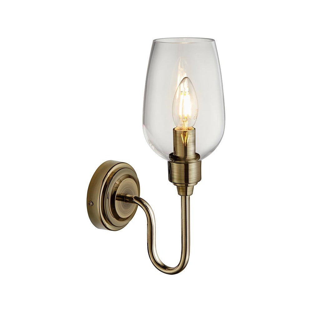 Wraymoor Wall Light - Antique Brass Clear