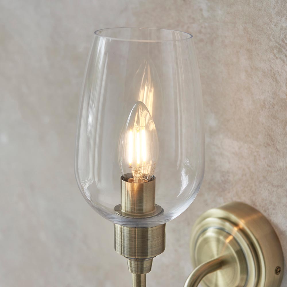 Wraymoor Wall Light - Antique Brass Clear