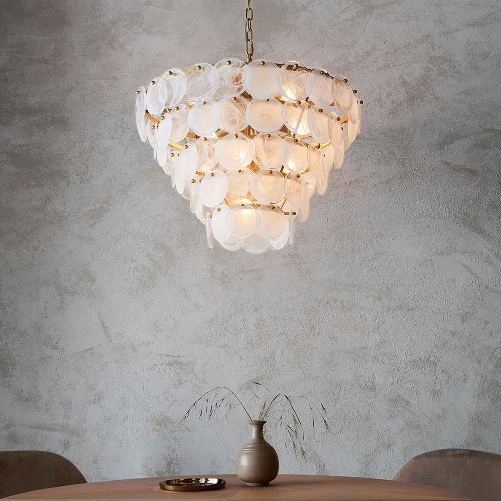 Rillmere Tiered 9 Light Pendant - White Clear