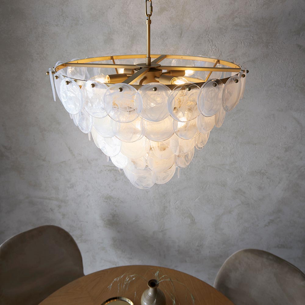 Rillmere Tiered 9 Light Pendant - White Clear