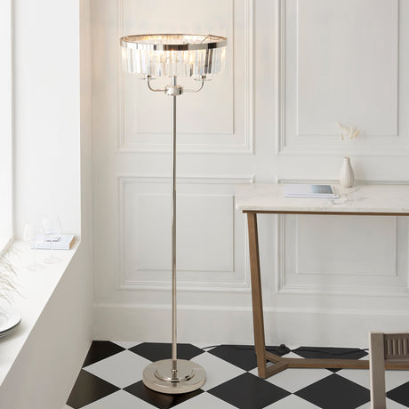 Calverdale Cut Floor Lamp - Bright Nickel
