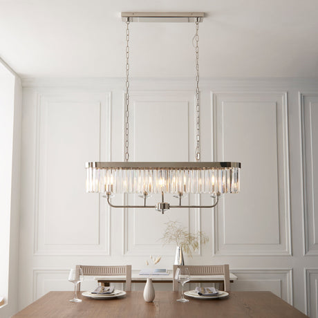 Calverdale Cut Linear 4 Light Pendant - Bright Nickel