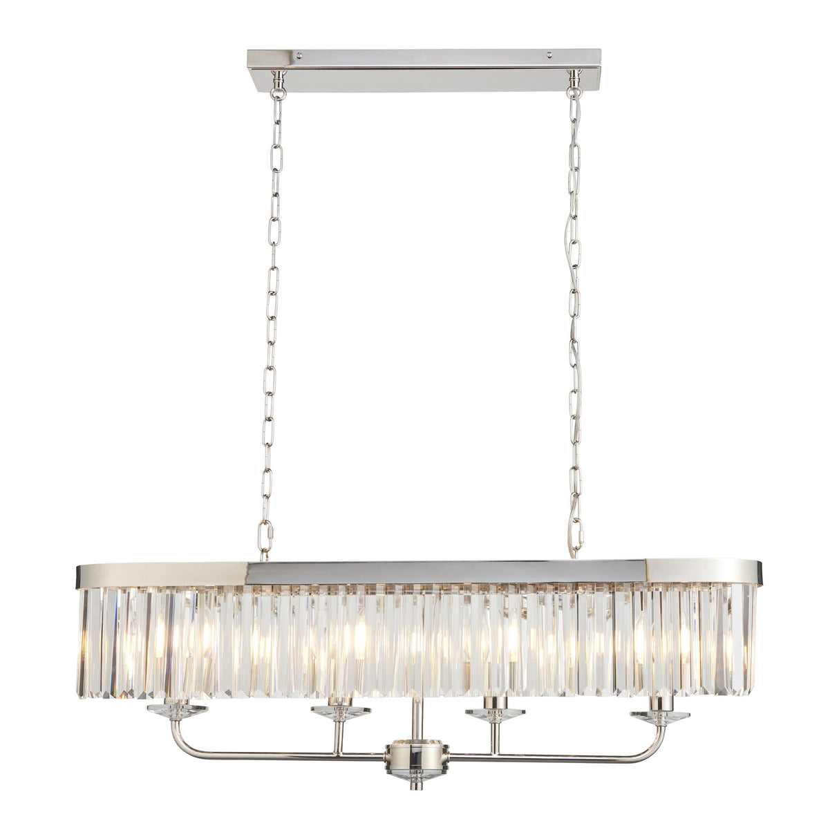 Calverdale Cut Linear 4 Light Pendant - Bright Nickel