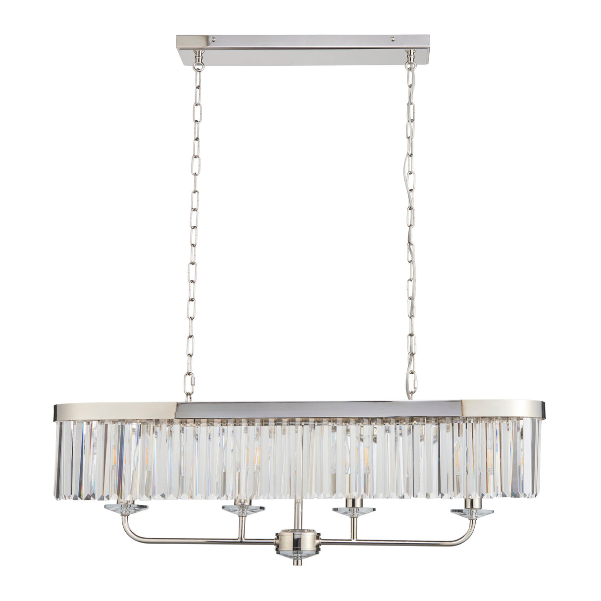 Calverdale Cut Linear 4 Light Pendant - Bright Nickel