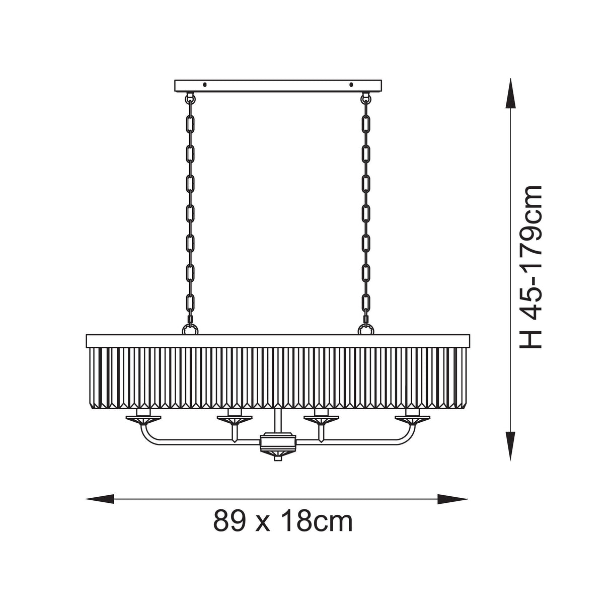 Calverdale Cut Linear 4 Light Pendant - Bright Nickel