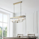 Calverdale Cut Linear 4 Light Pendant - Antique Brass