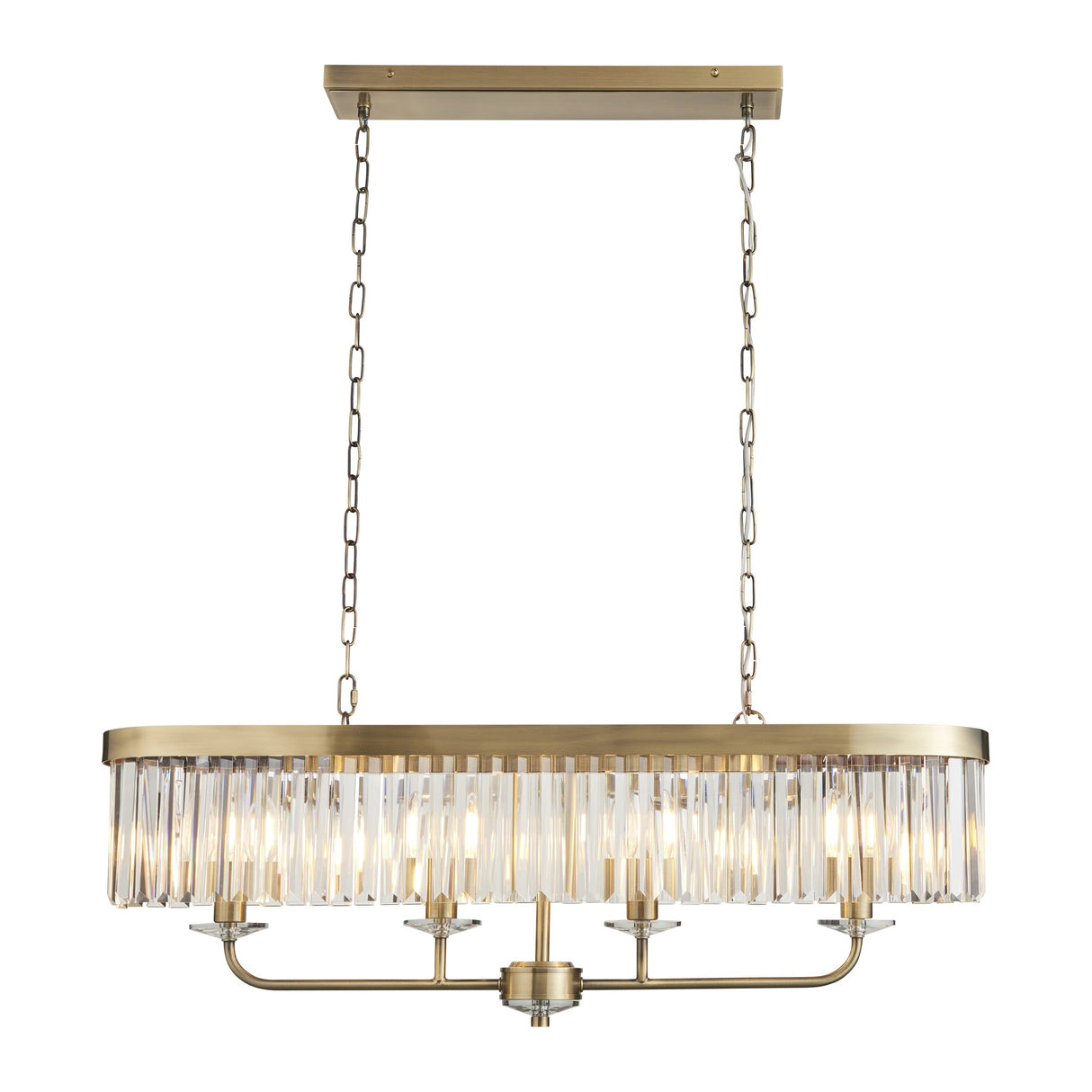 Calverdale Cut Linear 4 Light Pendant - Antique Brass