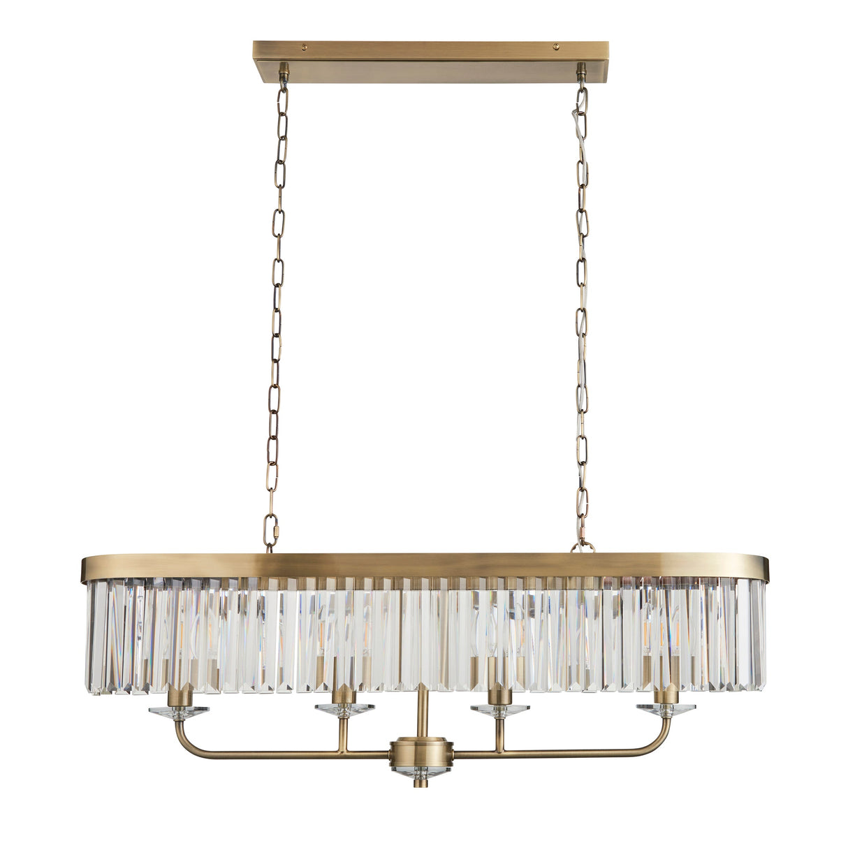 Calverdale Cut Linear 4 Light Pendant - Antique Brass