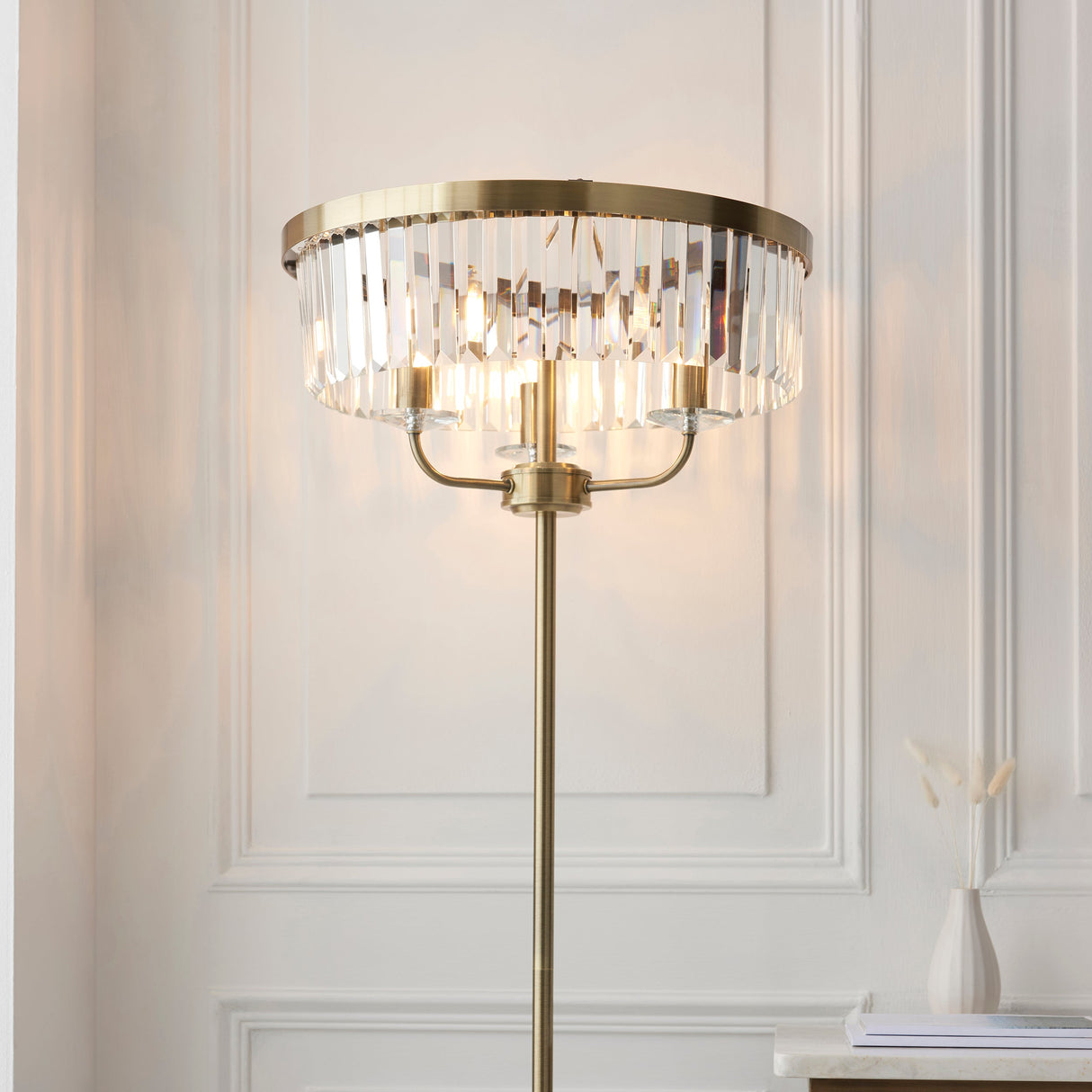 Calverdale Cut Floor Lamp - Antique Brass