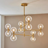 Mossgrove Twisted 12 Light Pendant - Brushed Aged Clear