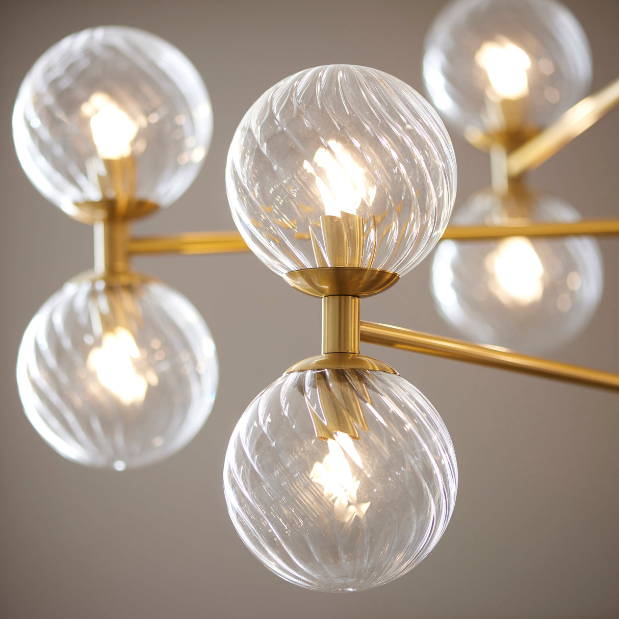 Mossgrove Twisted 12 Light Pendant - Brushed Aged Clear