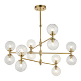 Mossgrove Twisted 12 Light Pendant - Brushed Aged Clear