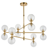 Mossgrove Twisted 12 Light Pendant - Brushed Aged Clear