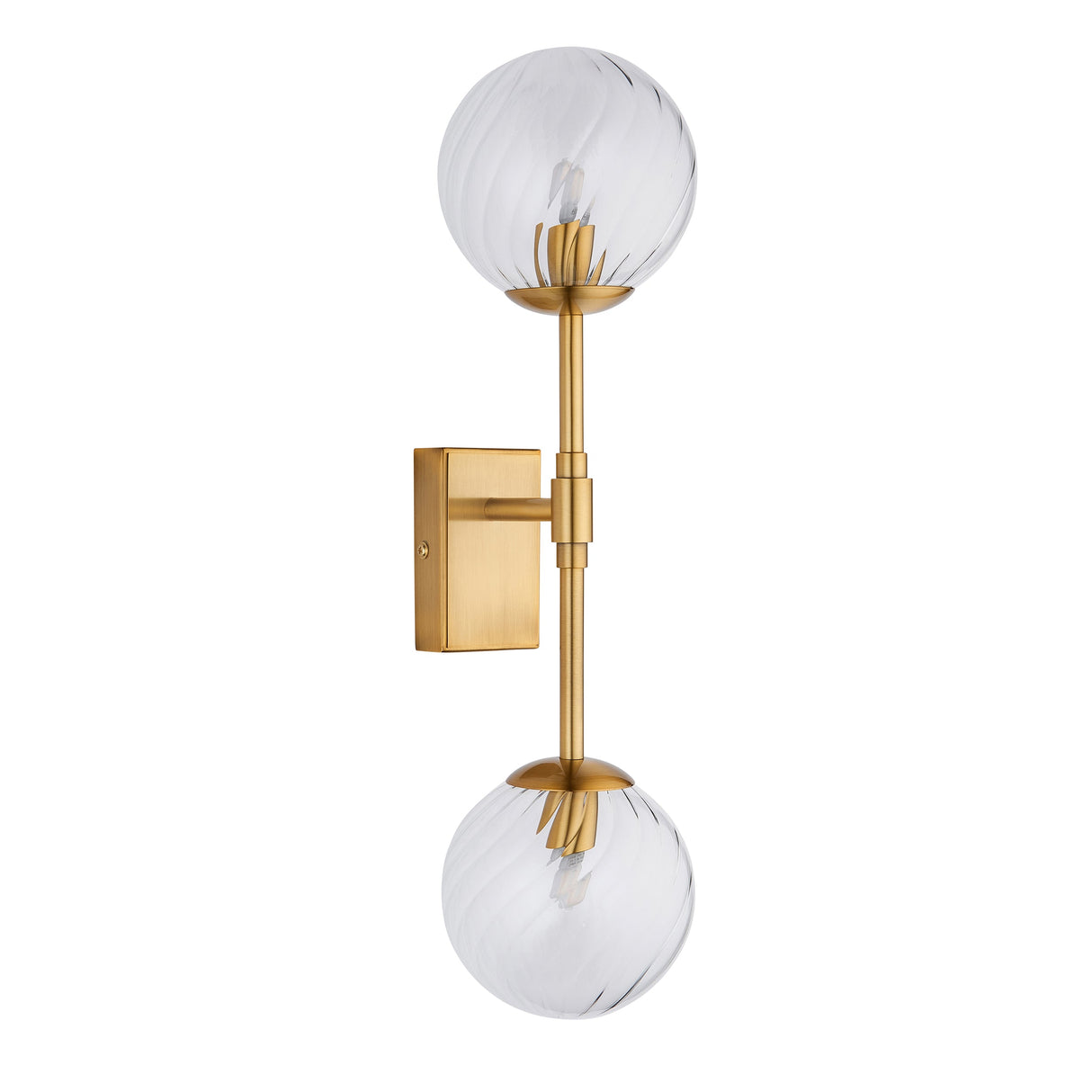 Mossgrove Twisted 2 Light Wall Light - Brushed Aged Brass