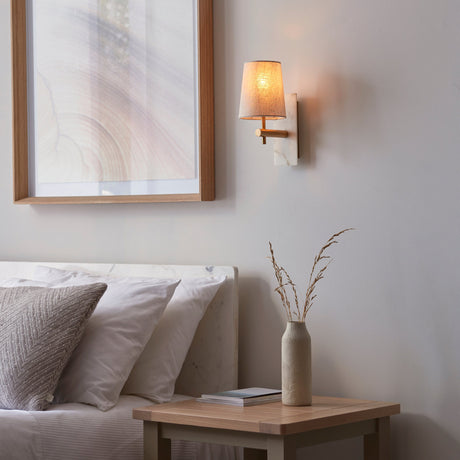 Fernhaven Vintage Tapered Wall Light - Brass White Marble