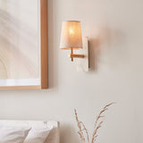 Fernhaven Vintage Tapered Wall Light - Brass White Marble