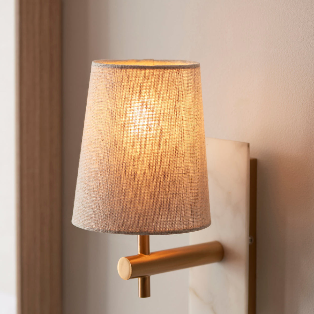 Fernhaven Vintage Tapered Wall Light - Brass White Marble