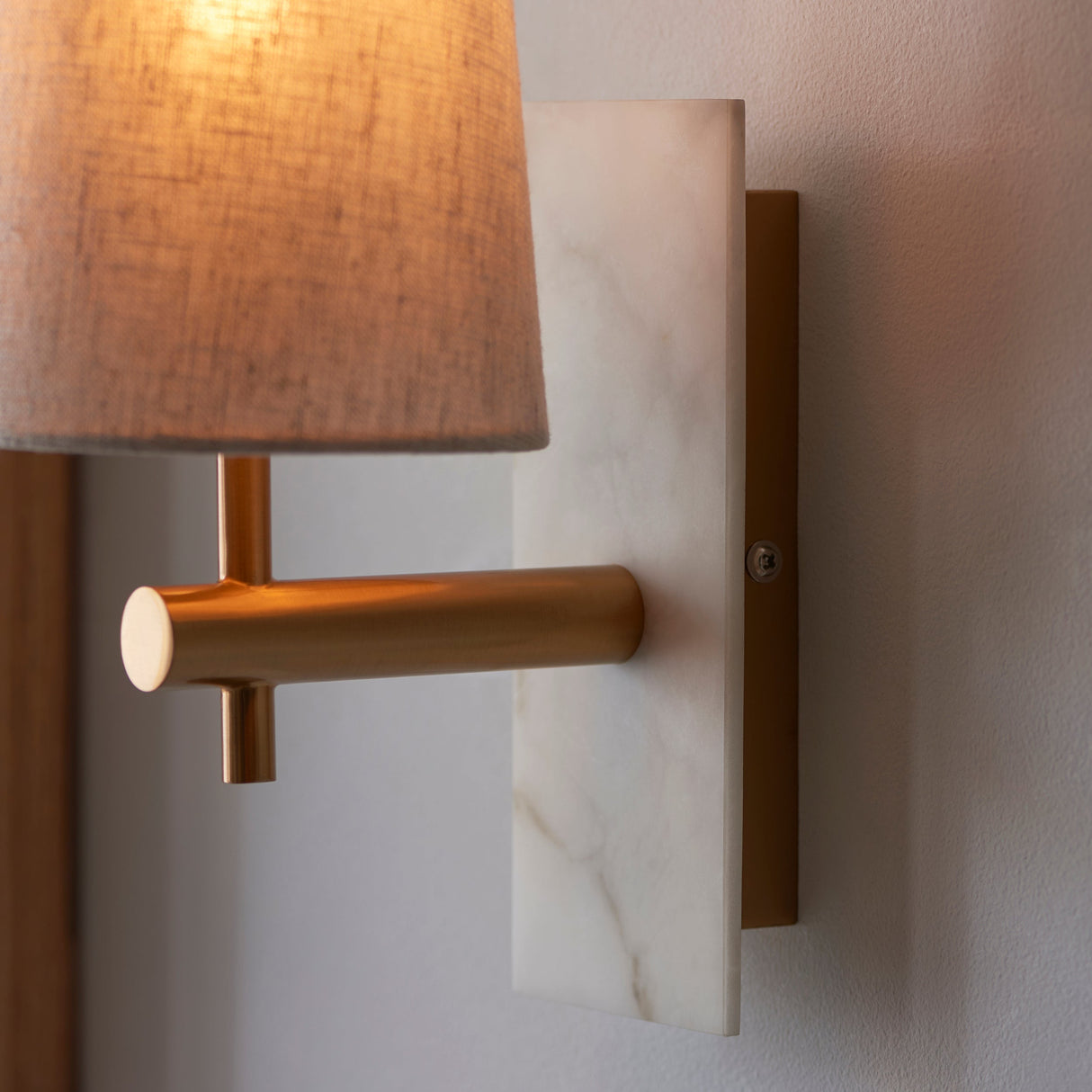 Fernhaven Vintage Tapered Wall Light - Brass White Marble