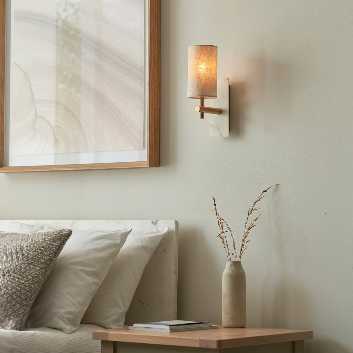 Fernhaven Vintage Wall Light - Brass White Marble