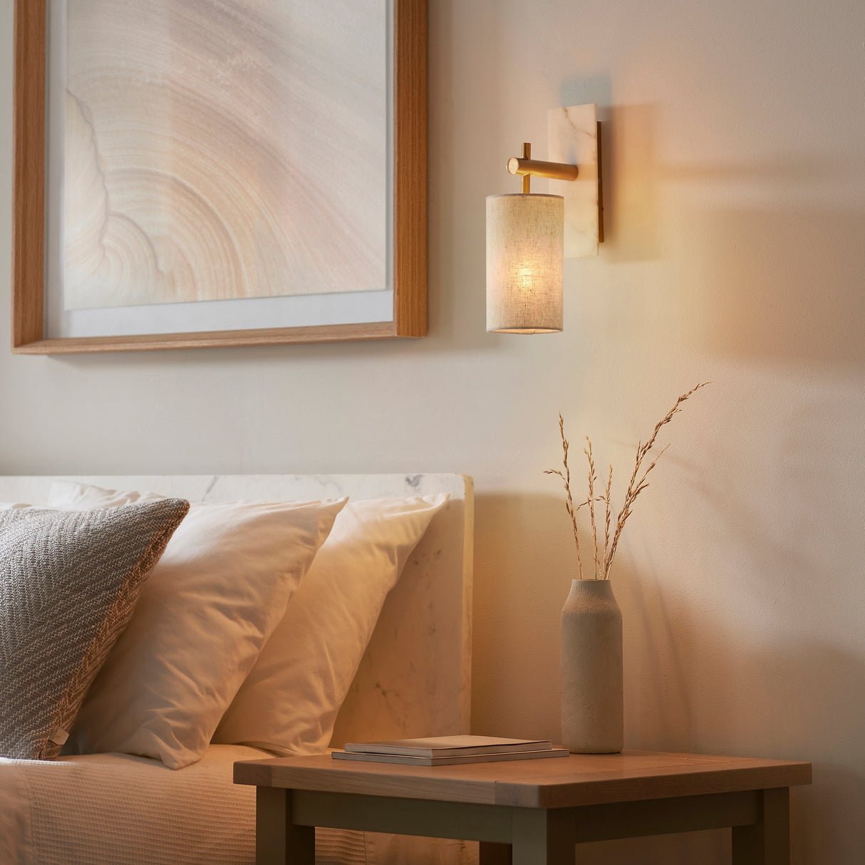 Fernhaven Vintage Wall Light - Brass White Marble