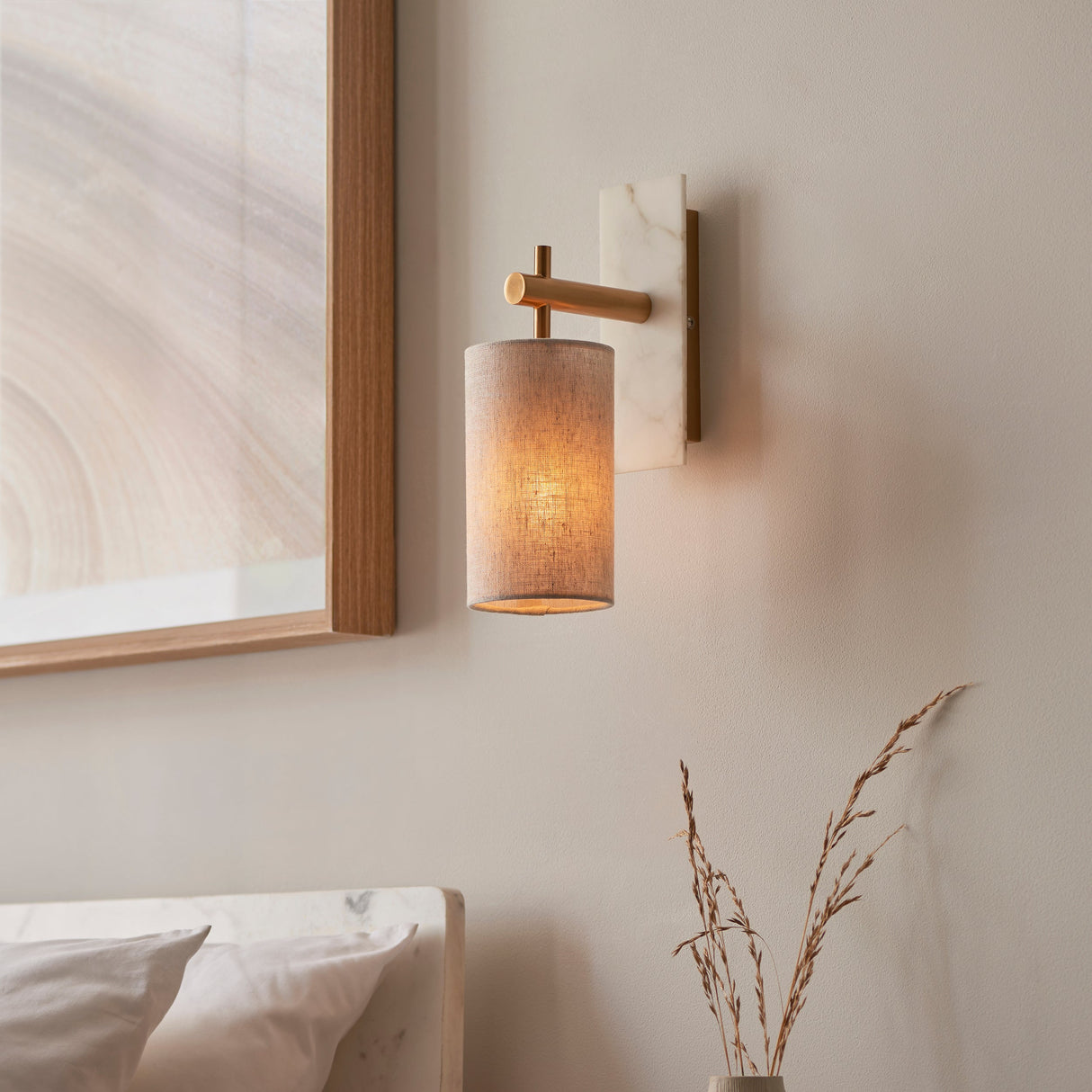 Fernhaven Vintage Wall Light - Brass White Marble