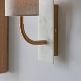 Fernhaven Vintage Curved Arm Wall Light - Brass White Marble