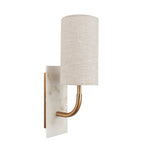 Fernhaven Vintage Curved Arm Wall Light - Brass White Marble