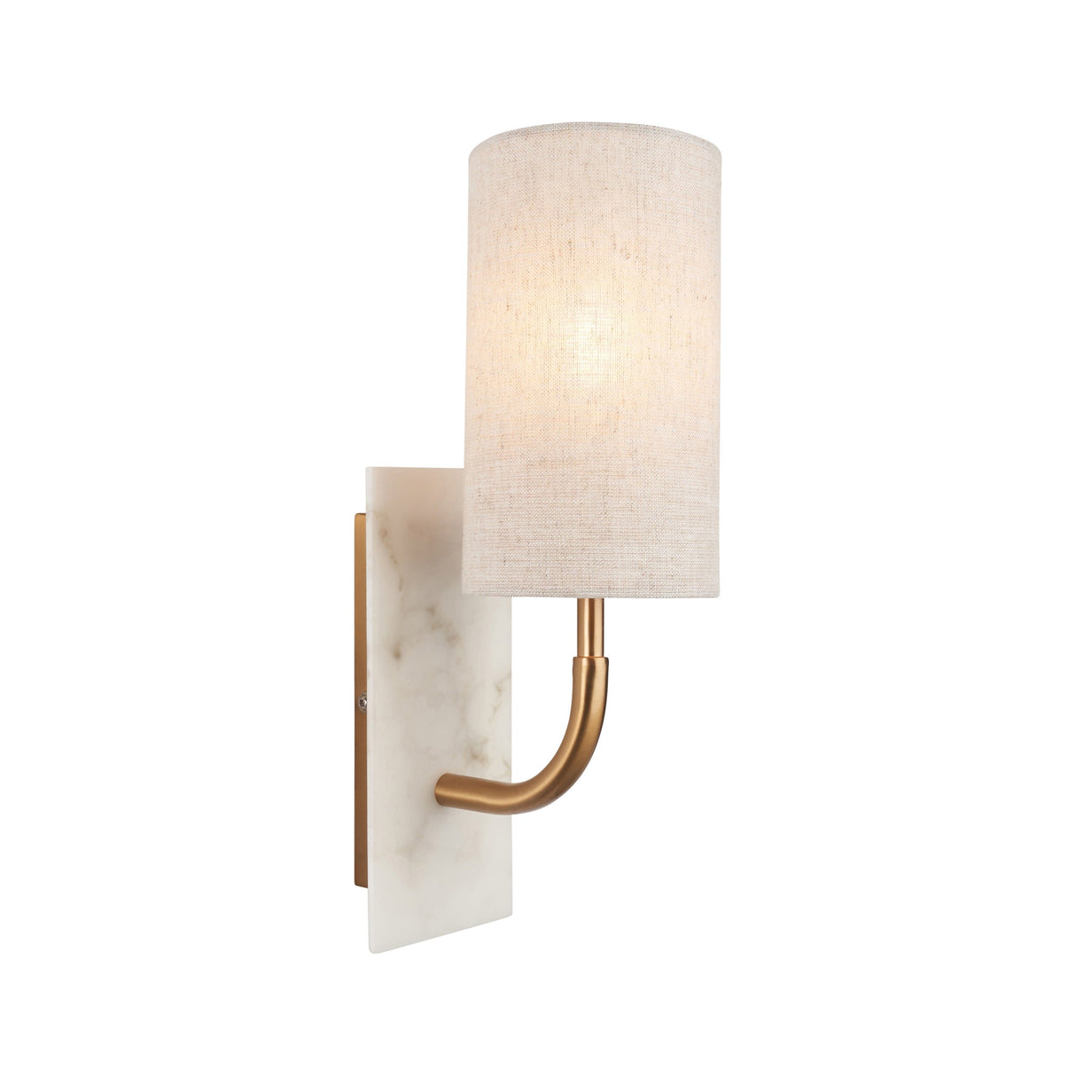Fernhaven Vintage Curved Arm Wall Light - Brass White Marble