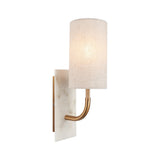 Fernhaven Vintage Curved Arm Wall Light - Brass White Marble