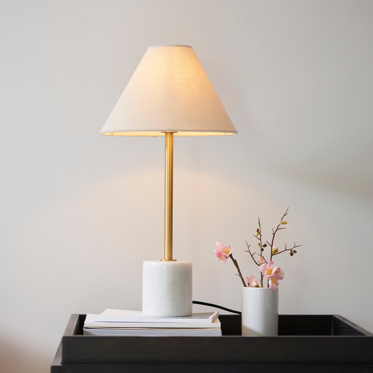 Fernhaven Fabric Table Lamp - Brushed Aged Brass