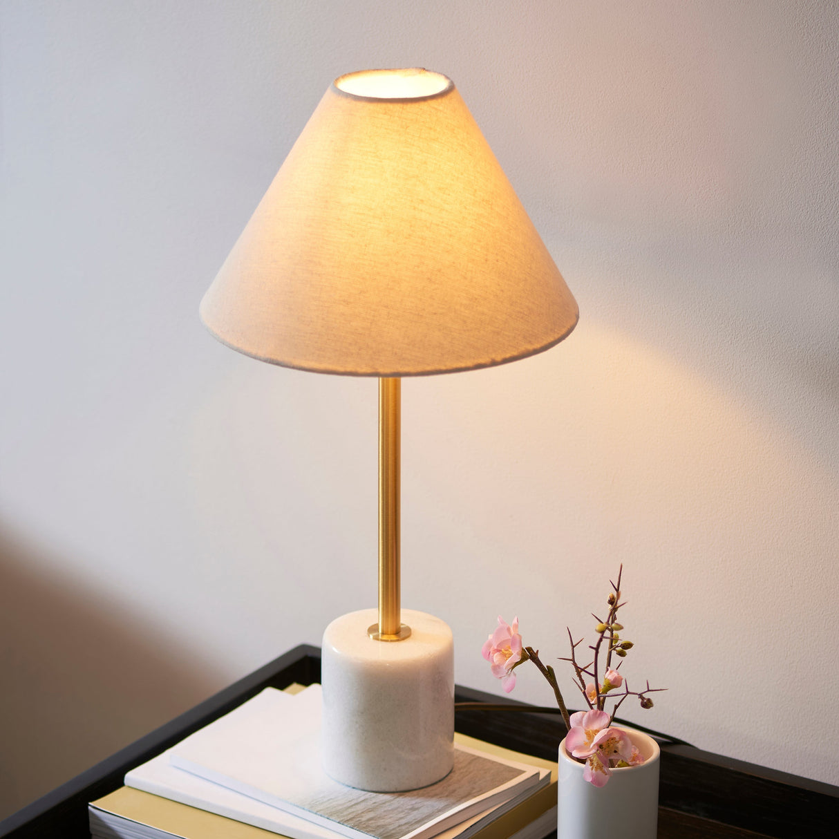 Fernhaven Fabric Table Lamp - Brushed Aged Brass