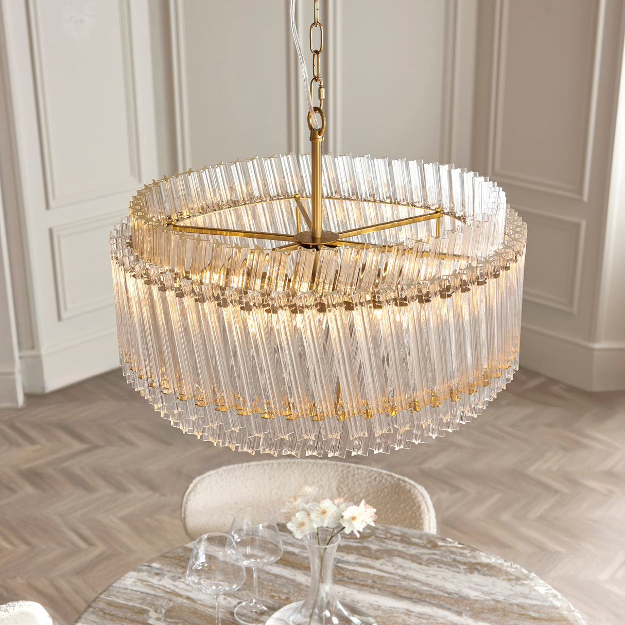 Nettlecote 5 Light Pendant - Brushed Aged Brass