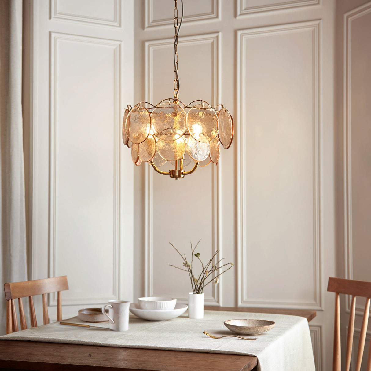 Ryewold Handmade Champagne 3 Light Pendant - Brushed Aged Brass
