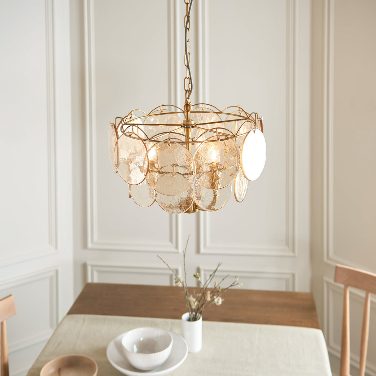 Ryewold Handmade Champagne 3 Light Pendant - Brushed Aged Brass