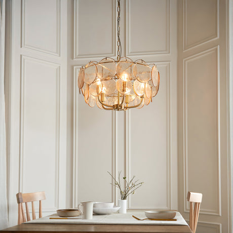 Ryewold Handmade Champagne 5 Light Pendant - Brushed Aged Brass