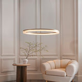 Ilmerton Ribbed Hoop LED Pendant - Brushed Gold Plated