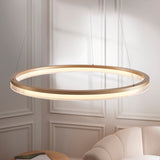 Ilmerton Ribbed Hoop LED Pendant - Brushed Gold Plated