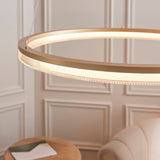 Ilmerton Ribbed Hoop LED Pendant - Brushed Gold Plated
