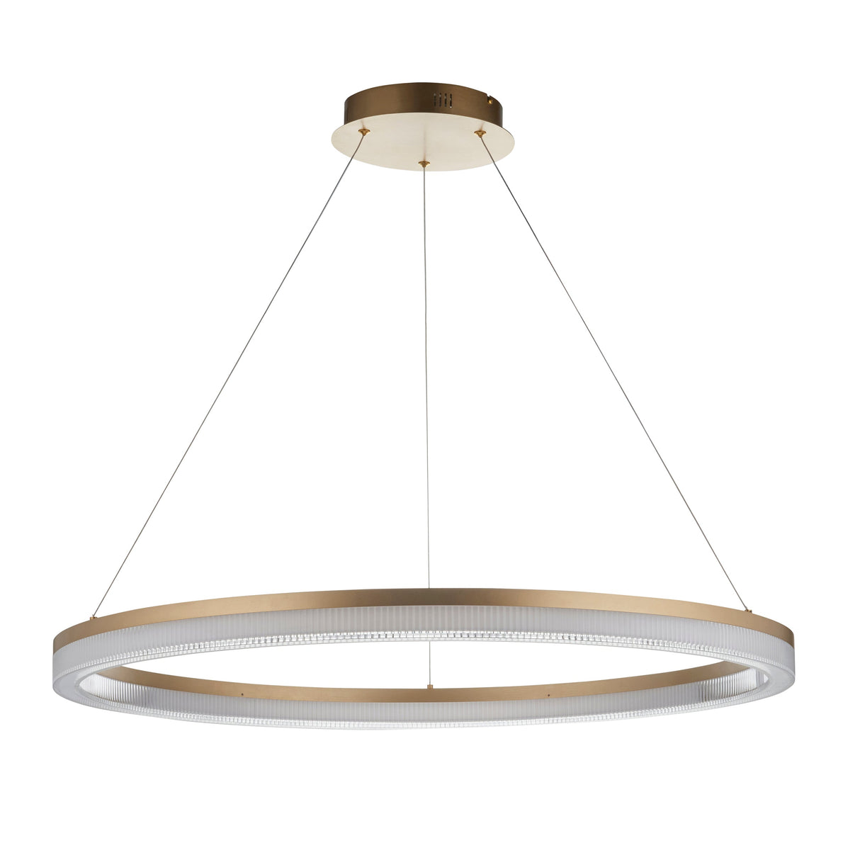 Ilmerton Ribbed Hoop LED Pendant - Brushed Gold Plated