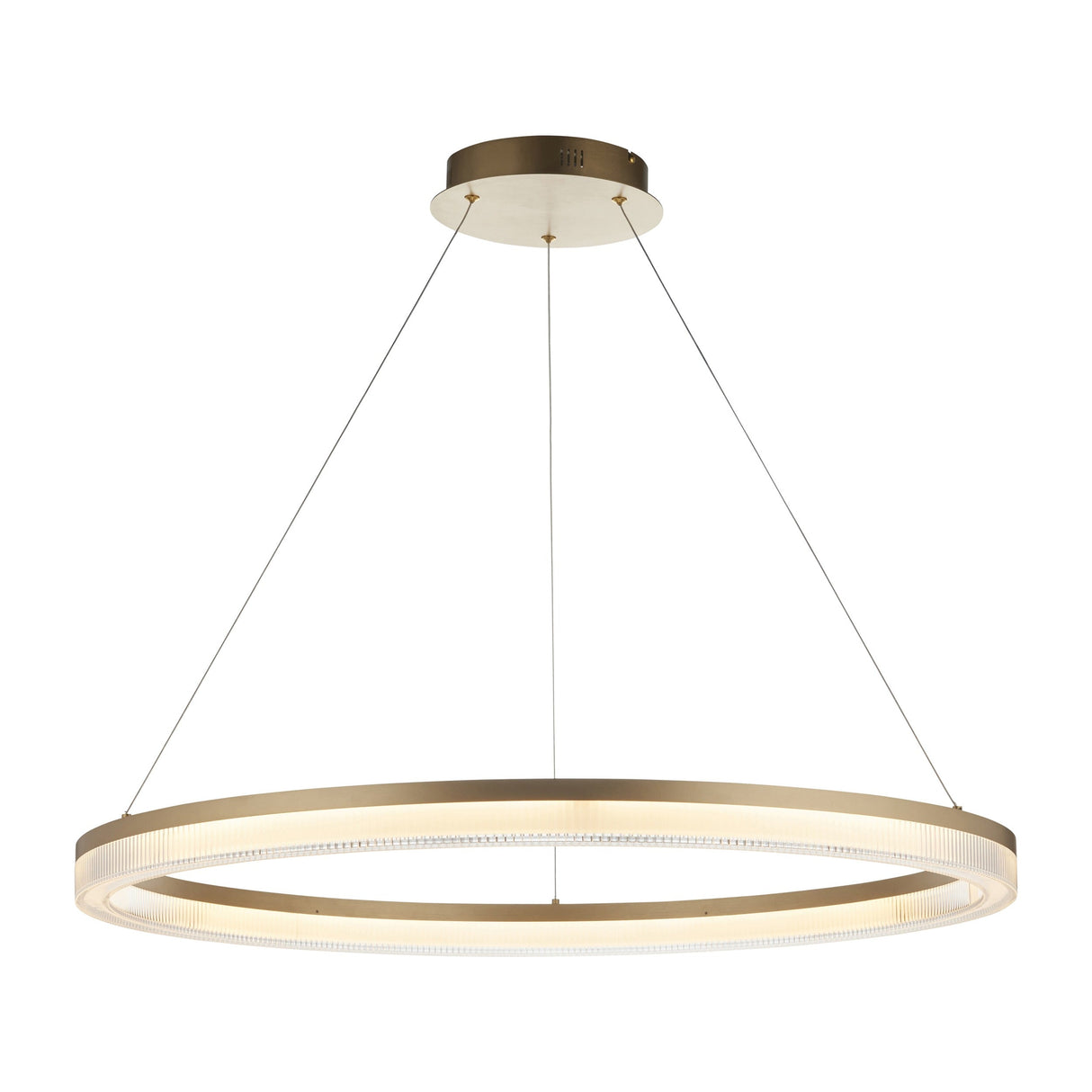 Ilmerton Ribbed Hoop LED Pendant - Brushed Gold Plated