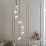 Quilbrook Cascade 7 Light Pendant - Bright Nickel Clear