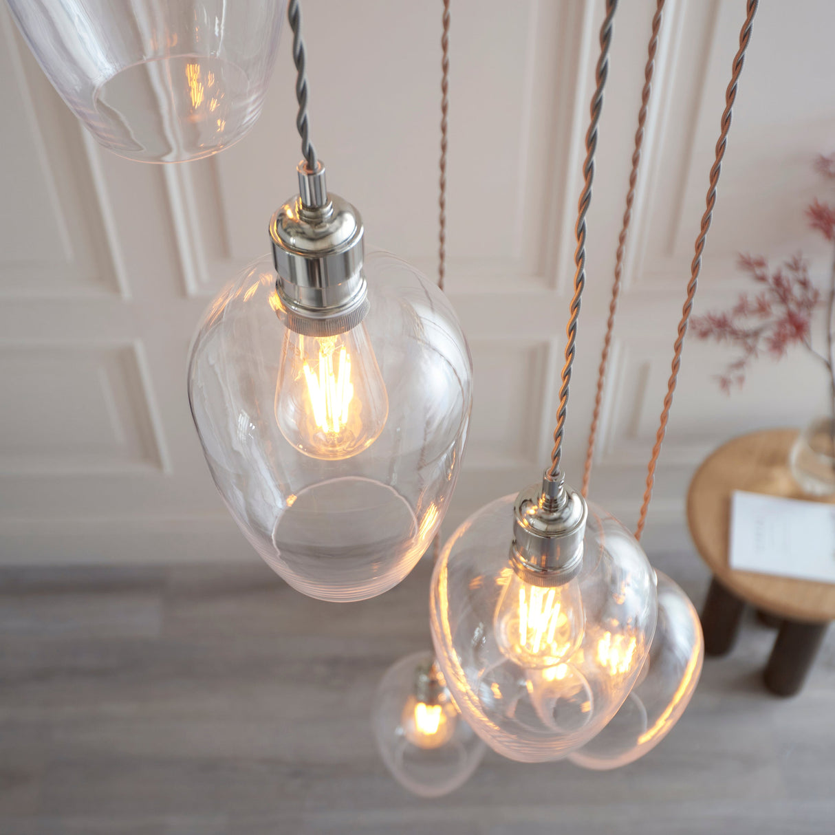Quilbrook Cascade 7 Light Pendant - Bright Nickel Clear