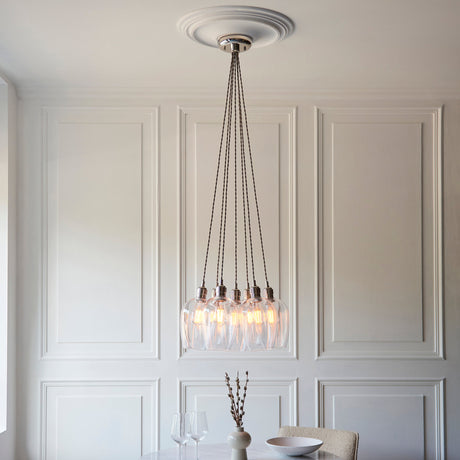 Quilbrook Cluster 7 Light Pendant - Bright Nickel Clear