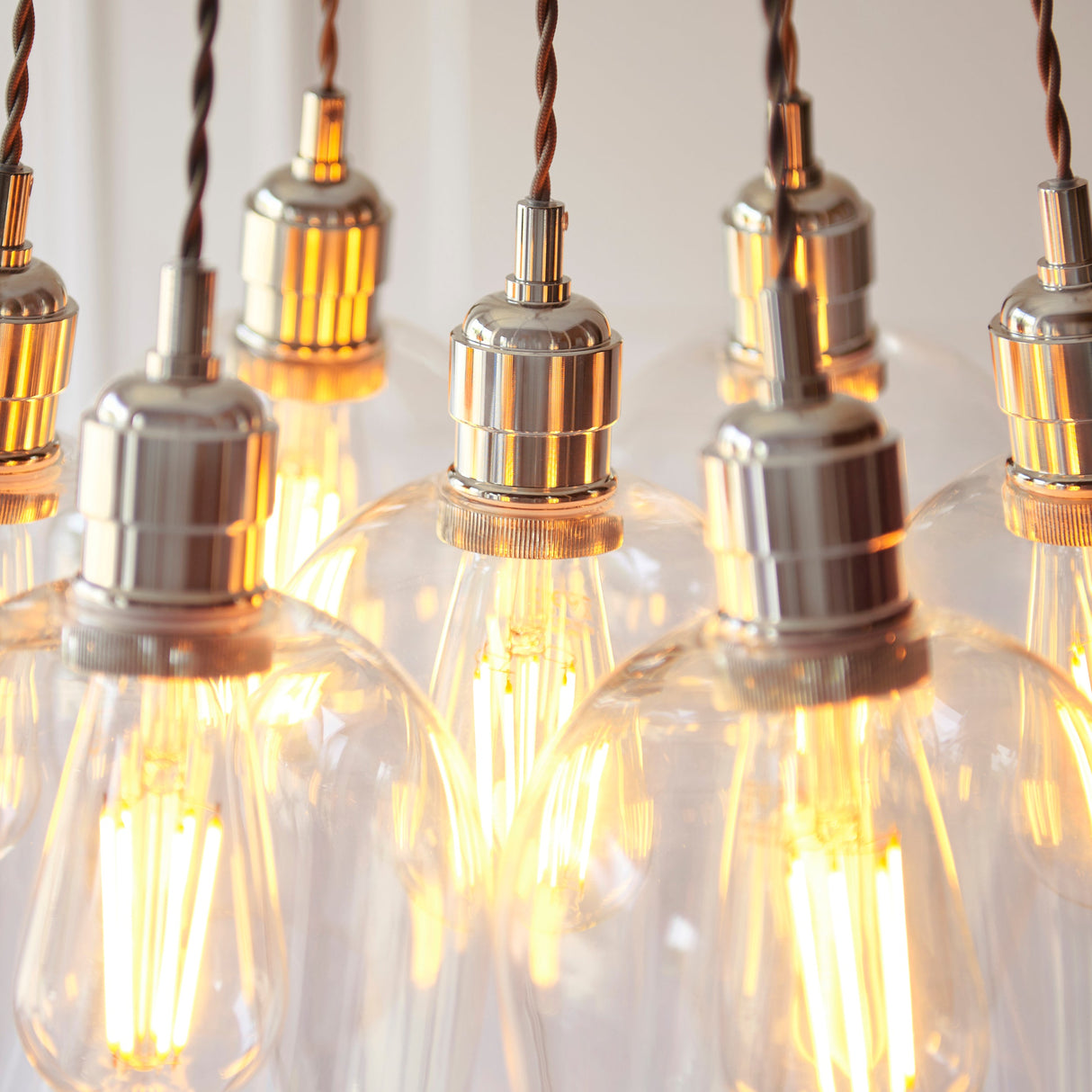 Quilbrook Cluster 7 Light Pendant - Bright Nickel Clear